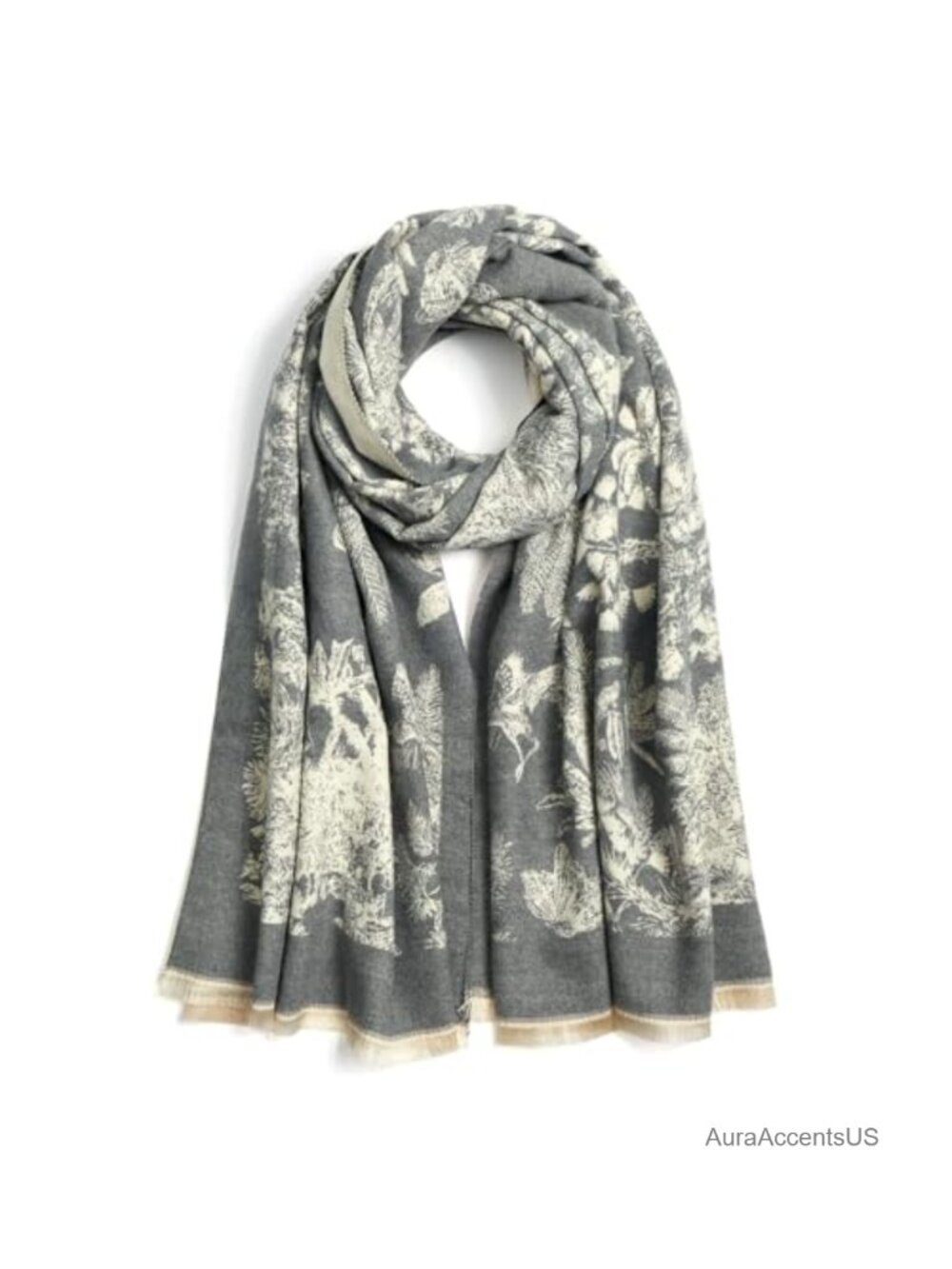 Reversible Floral Pashmina Shawl Wrap Faux Cashmere Winter Scarf